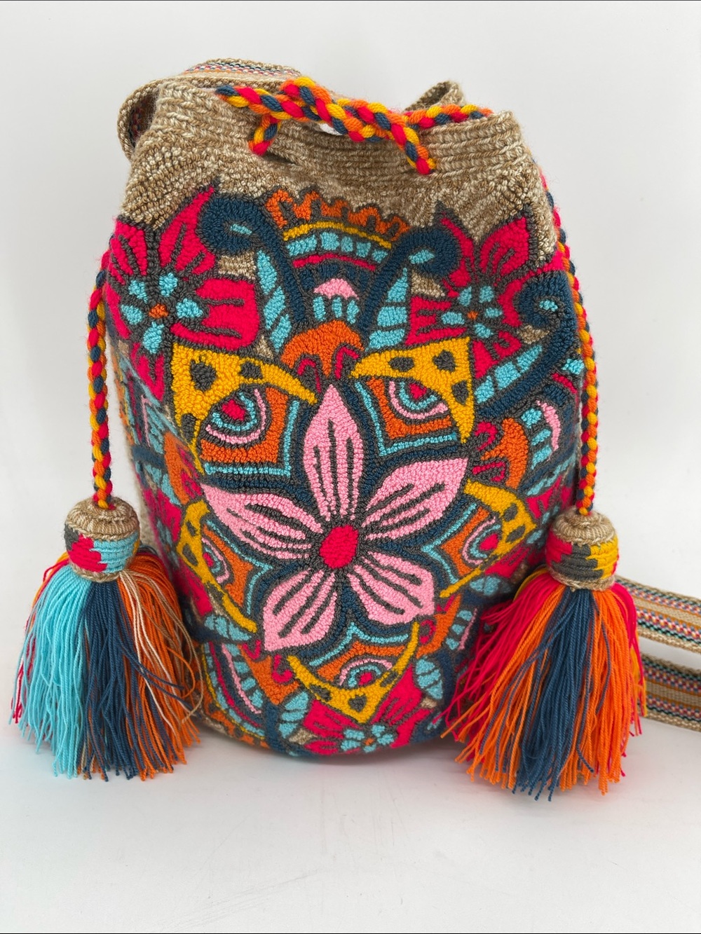 Wayuu Mochila Punch Needle Handcrafted Bucket Bag